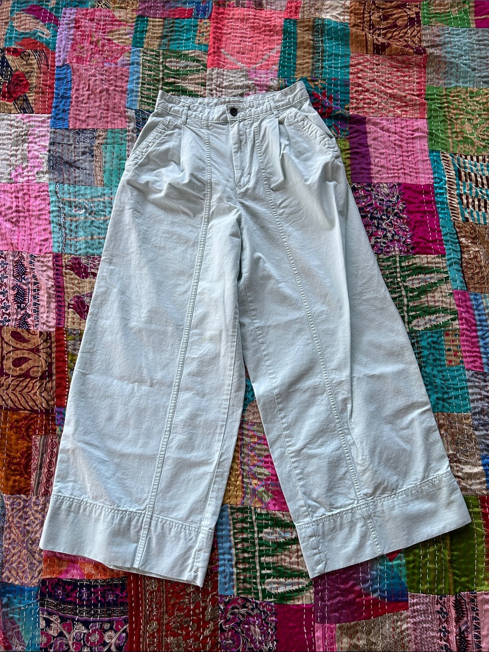 Everlane Light Blue Wide-Leg Crop Pants